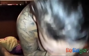 Tattooed Girl With Massive Tits Devours Cock