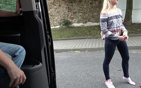 Alluring Blonde Picked-Up and Drilled Hard in a Van