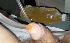 Orange Foam Sealed Hose In Pisshole Inject Bottled Piss Squeeze Foot Bubbles